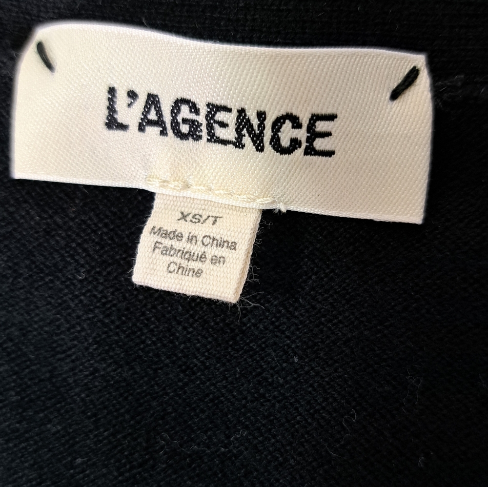 L'AGENCE Black and White Ronny Piped Wool and Cotton Cardigan Size XS - Picture 11 of 12